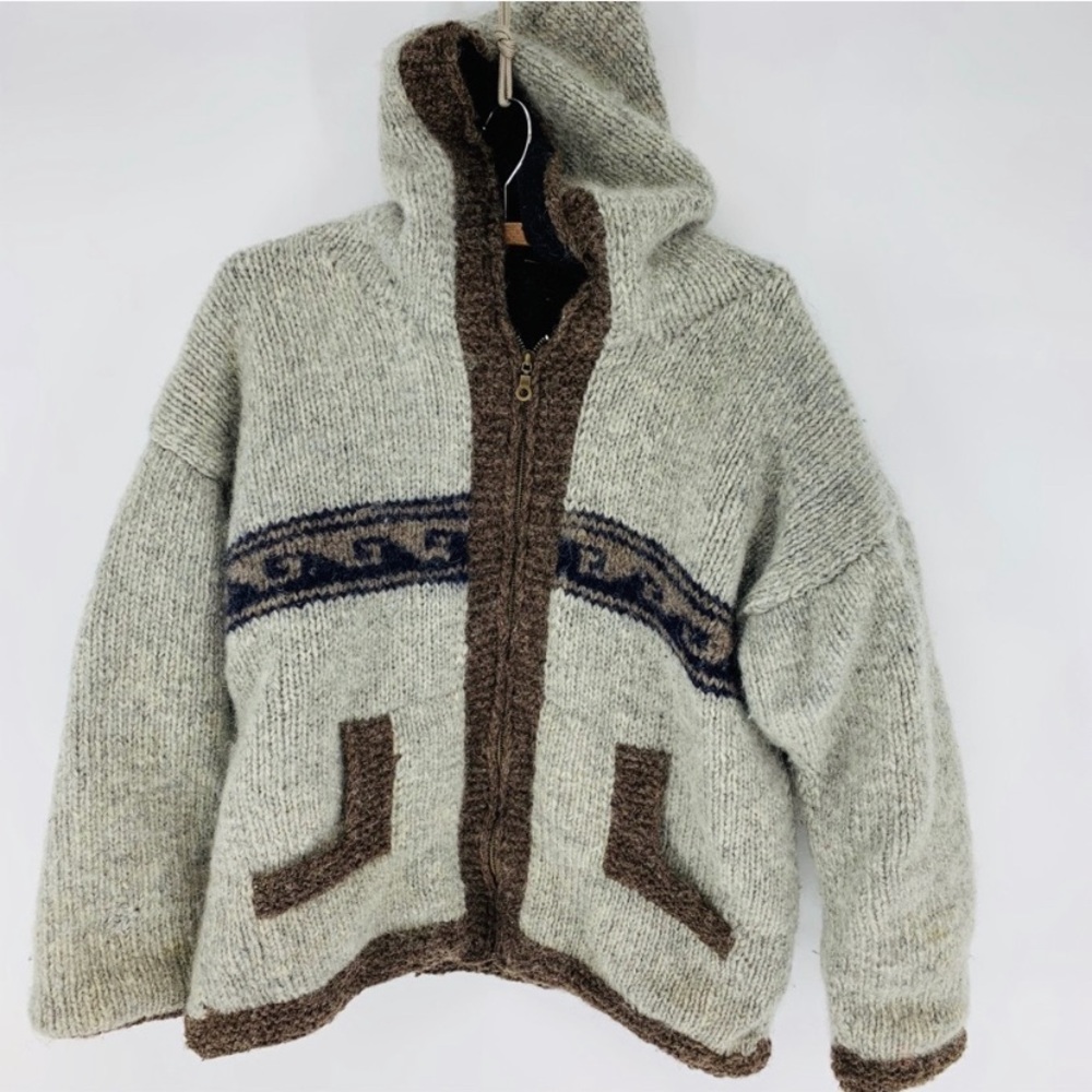 All wool Sherpa lined Nepalese zip front hoodie